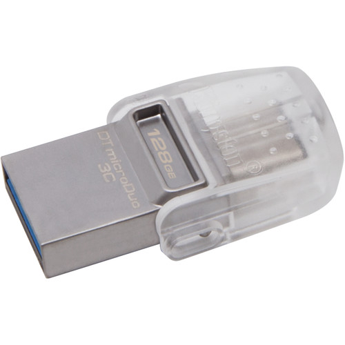 Kingston 128GB Digital Data Traveler MicroDuo 3c USB 3.2 Type-C Flash Drive (5 Pack) (DTDUO3C/128GB) Type-A Transfer 100mb/s Read Memory Pen Drive Bundle with (1) Everything But Stromboli Lanyard