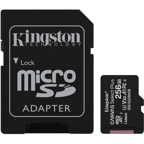 Kingston 256GB Canvas Select Plus UHS-I microSDXC Memory Card with SD Adapter