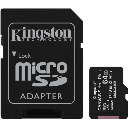 Tarjeta de memoria Kingston Canvas Select Plus UHS-I microSDXC de 64 GB con adaptador SD