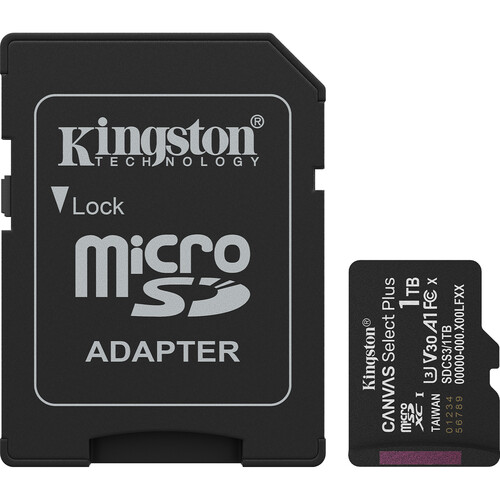 Kingston 1TB Canvas Select Plus UHS-I microSDXC Memory Card with SD Adapter