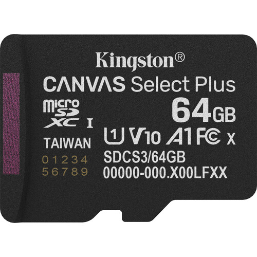 Kingston 64GB Canvas Select Plus UHS-I microSDXC Memory Card
