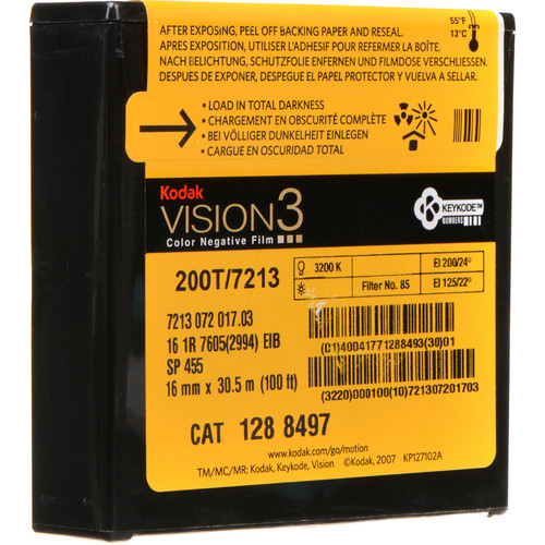 Kodak VISION3 200T/7213 16mm Color Negative Film, 100