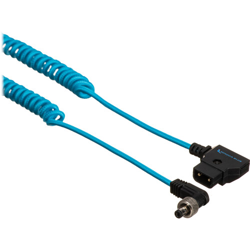 Kondor Blue Coiled D-Tap to Locking DC 2.1mm Right-Angle Cable (16 to 32