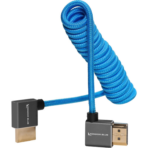 Kondor Blue Coiled Right-Angle High-Speed HDMI Cable (Kondor Blue 12 to 24