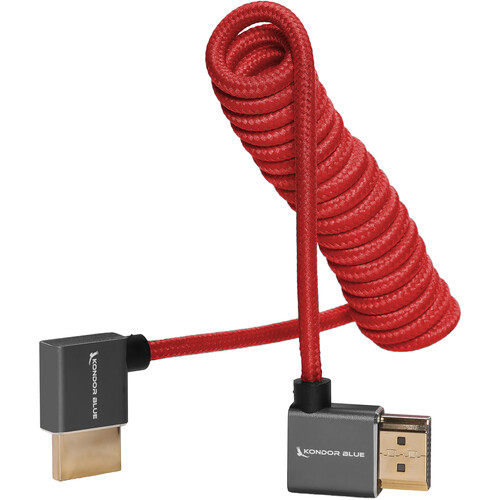 Kondor Blue Coiled Right-Angle High-Speed HDMI Cable (Cardinal Red 12 to 24