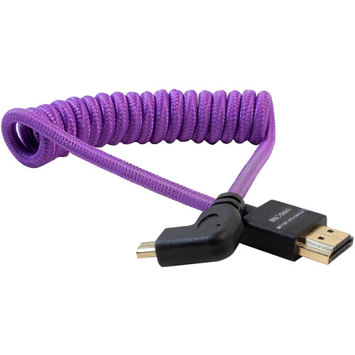 Kondor Blue Gerald Undone Braided Coiled High-Speed Right-Angle Micro-HDMI to HDMI Cable for Select&nbspSony & Fuji Cameras (Limited Purple Edition 12 to 24