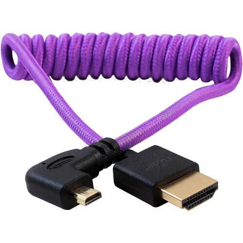 Kondor Blue Gerald Undone Braided Coiled High-Speed Right-Angle Micro-HDMI to HDMI Cable for Canon R5 & R6 Cameras (Limited Purple Edition 12 to 24