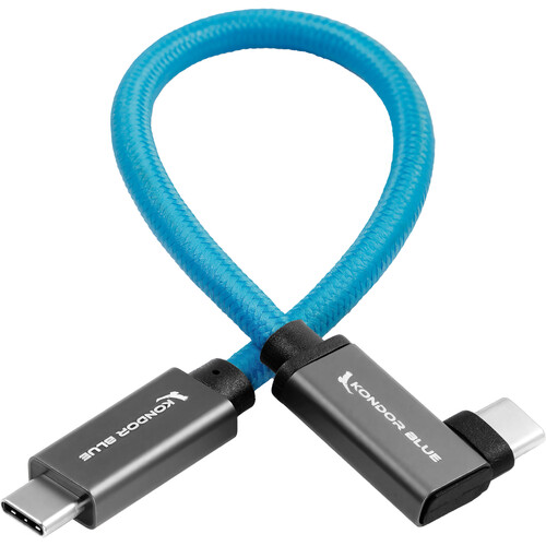 Kondor Blue USB-C 3.2 Gen 2 Straight to Right-Angle Cable (12