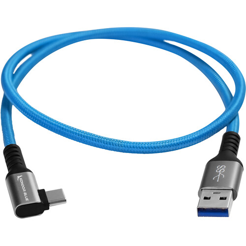 Kondor Blue USB-A to USB-C 3.0 Right Angle Cable (2' Blue)