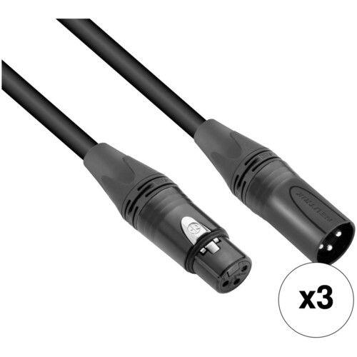 Kopul Studio Elite 4000 Series Neutrik XLR M to XLR F Microphone Cable (6' Black 3-Pack)