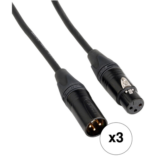 Kopul Premier Quad Pro 5000 Series Neutrik XLR M to XLR F Microphone Cable (6' Black 3-Pack)