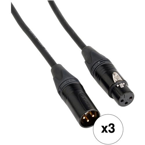 Kopul Premier Quad Pro 5000 Series XLR M to XLR F Mic Cable (20' Black 3-Pack)