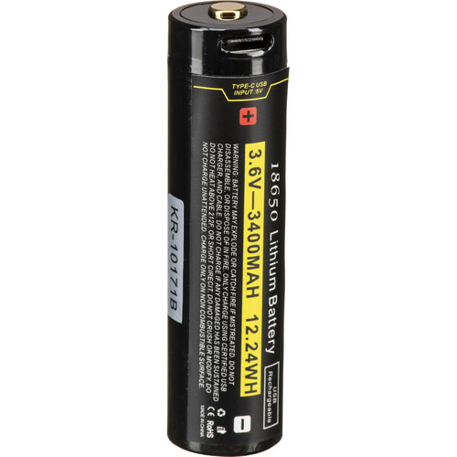Kraken Sports 18650 Li-Ion Battery with Micro-USB Charging Port (3.6V 3400mAh)