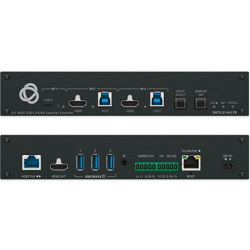 Kramer SWT3-31-HU-TR 3x1 4K60 USB-C/HDMI Switcher Extender