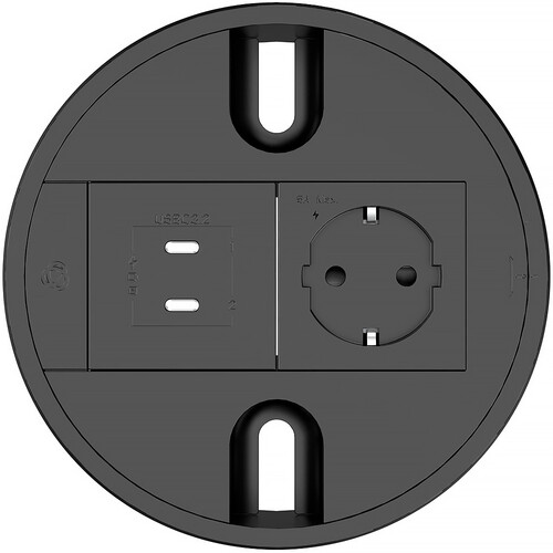 Kramer Baseline Round In-Table Desktop Connectivity Unit with Lid for 2 Modules (Black)