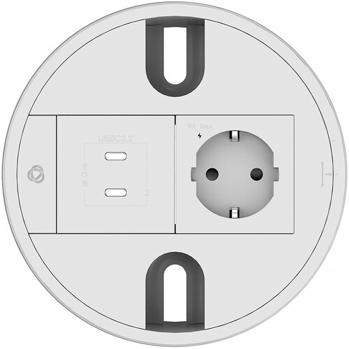 Kramer Baseline Round In-Table Desktop Connectivity Unit with Lid for 2 Modules (White)