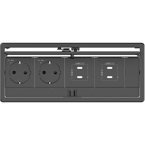 Kramer Plus In-Table Desktop Connectivity Unit with Lid for 4 Modules (Black)