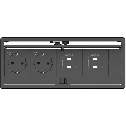 Kramer Plus In-Table Desktop Connectivity Unit with Lid for 4 Modules (Aluminum)
