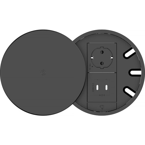 Kramer Plus In-Table Round Connectivity Box for 2 Modules (Black)