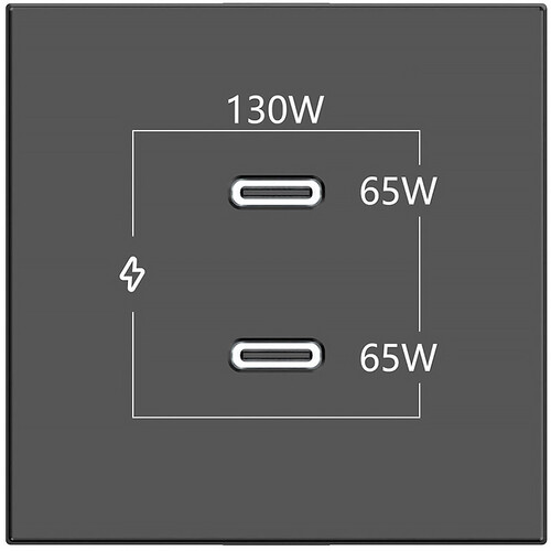 Kramer 130W 2-Port USB-C Charging Module for Table Enclosures (Black)