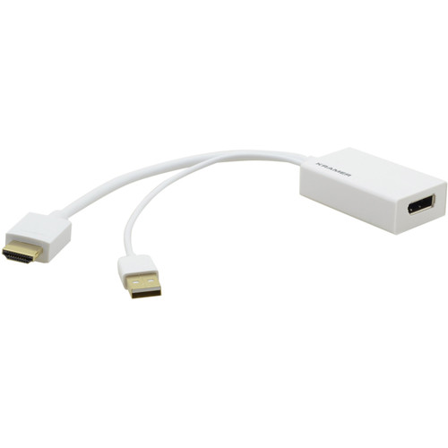 Kramer HDMI Male to DisplayPort Female Adapter Cable with USB Power (White)