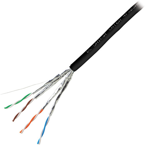 Kramer BC-UNIKAT 4-Pair 23-AWG Cat 6a U/FTP Video & LAN Cable (1000' Black)