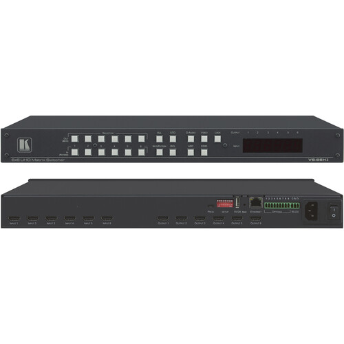 Kramer 6x6 4K HDR HDCP 2.2 Matrix Switcher with Digital Audio Routing