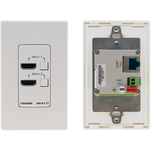 Kramer 4K60 4:2:0 HDMI-over-HDBaseT Transmitter/Auto-Switcher Wall Plate (1-Gang US White/Black)