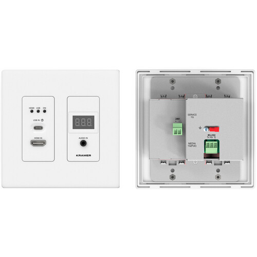 Kramer AV-over-IP Wall-Plate Encoder for 4K60 4:2:0 & HDR10 over 1G Network (White US 2-Gang)