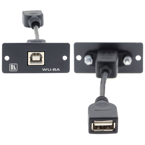 Kramer USB Type-B to Type-A Pigtail Wall Plate Insert (Gray)