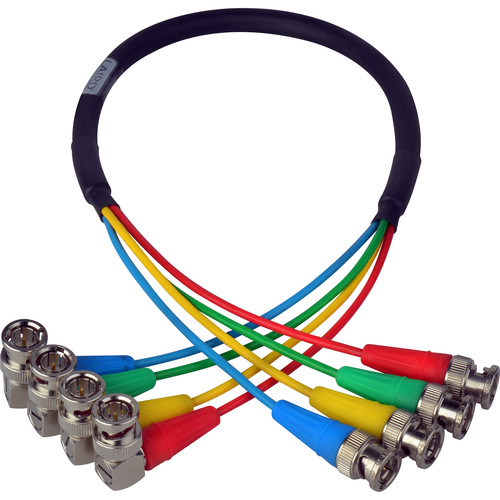 Laird Digital Cinema 4-Channel Right Angle 6G-2k 1080i HD-SDI Video Monitoring Output Cable for AJA CION Camera (18
