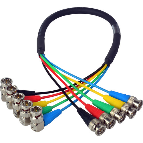 Laird Digital Cinema 5-Channel Right Angle 6G-2k 1080i HD-SDI Video Monitoring Output Cable for AJA CION Camera (24