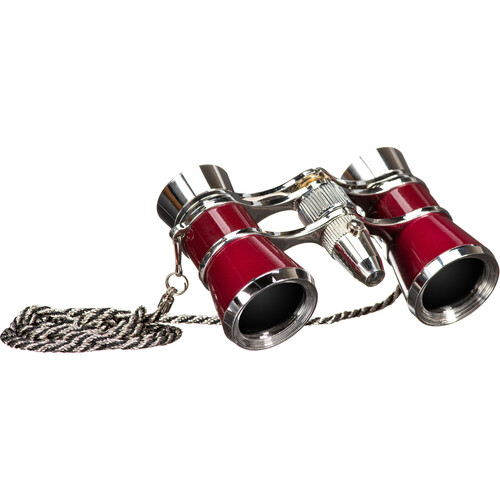 LaScala Optics 3x25 Carmen Opera Glasses with Red LED Flashlight (Burgundy & Silver)