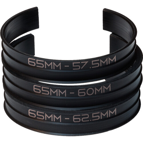 Lens Cuff Insert Adapter Ring Set for 65mm Lens Cuff (62.5 60 57.5mm Diameters)