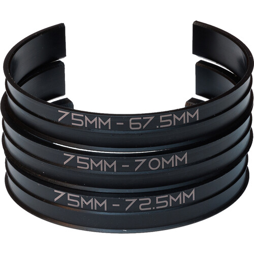 Lens Cuff Insert Adapter Ring Set for 75mm Lens Cuff (72.5 70 67.5mm Diameters)