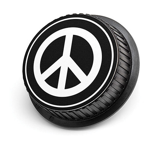 LenzBuddy Peace Sign Rear Lens Cap for Canon Cameras (Black & White)