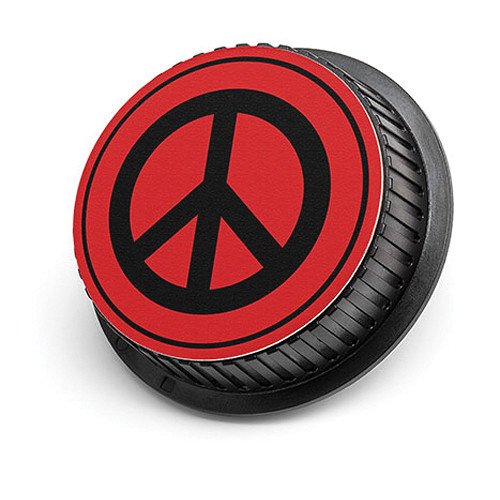LenzBuddy Peace Sign Rear Lens Cap for Canon Cameras (Red)