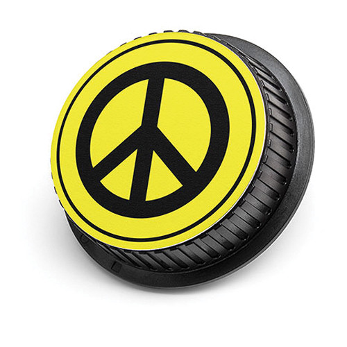 LenzBuddy Peace Sign Rear Lens Cap for Canon Cameras (Yellow)