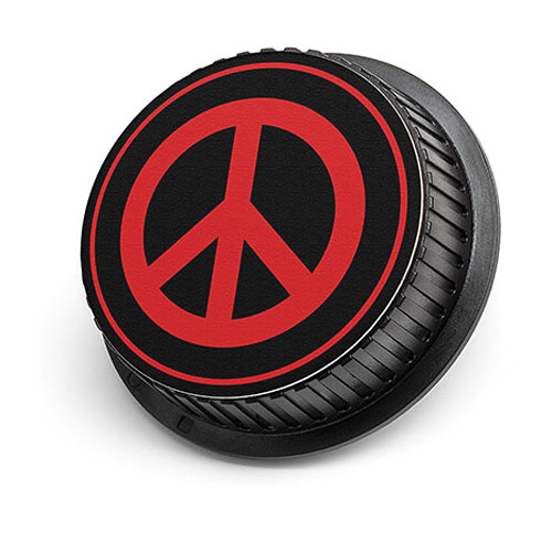LenzBuddy Peace Sign Rear Lens Cap for Canon Cameras (Black & Red)
