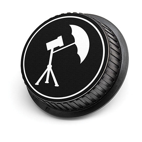 LenzBuddy Umbrella Icon Rear Lens Cap for Canon Cameras (Black & White)