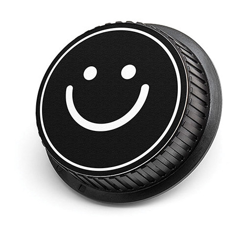 LenzBuddy Happy Face Rear Lens Cap for Nikon Cameras (Black & White)