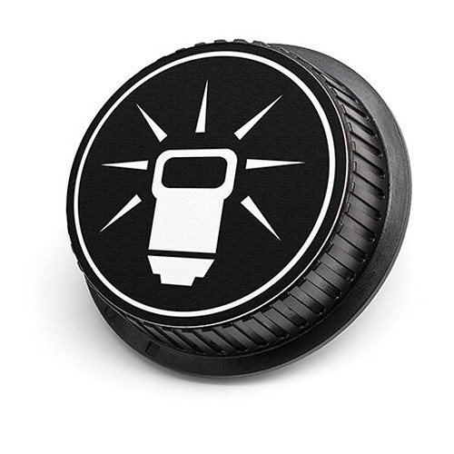 LenzBuddy Flash Icon Rear Lens Cap for Nikon Cameras (Black & White)