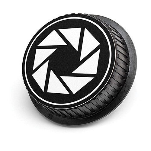 LenzBuddy Aperture Icon Rear Lens Cap for Nikon Cameras (Black & White)