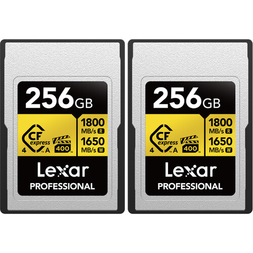 Lexar 256GB Professional GOLD CFexpress 4.0 Type A Memory Card (2-Pack)
