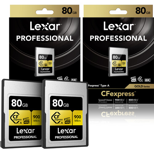 Lexar 80GB Professional CFexpress Type A Card GOLD Series (2-Pack)