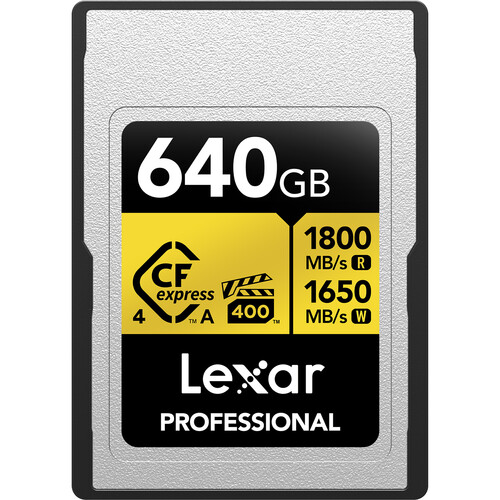Lexar 640GB Professional GOLD CFexpress 4.0 Type A Memory Card