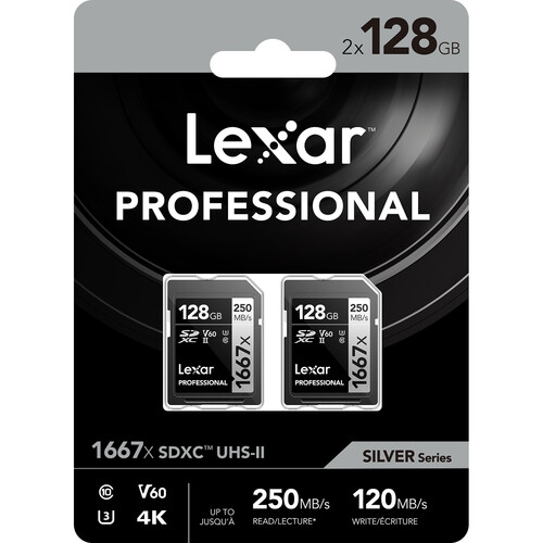 Lexar 128GB Professional 1667x UHS-II SDXC Memory Card (2-Pack)