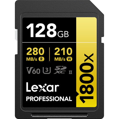 Lexar 128GB Professional 1800x UHS-II SDXC Memory Card (GOLD Series 2-Pack)