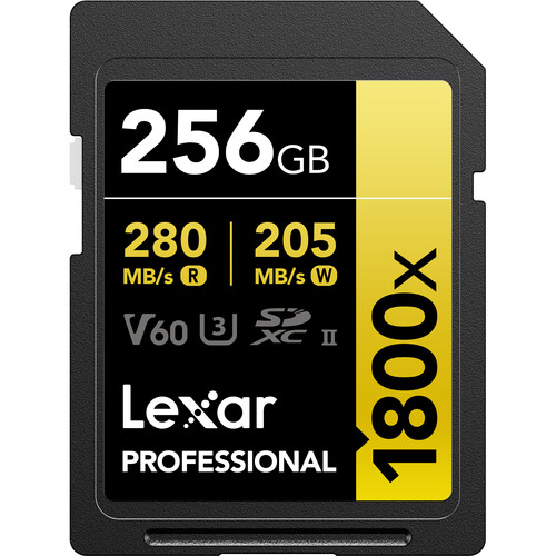 Lexar 256GB Professional 1800x UHS-II SDXC Memory Card (GOLD Series 2-Pack)