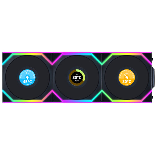 Lian Li 120mm UNI FAN SL Wireless LCD ARGB Case Fan (Black 3-Pack)